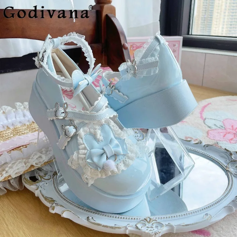 

Sweetheart Girl Japanese Original Lolita High Heels Bow Thick Heel Cartoon Cute Fashion Versatile Mary Jane Shoes