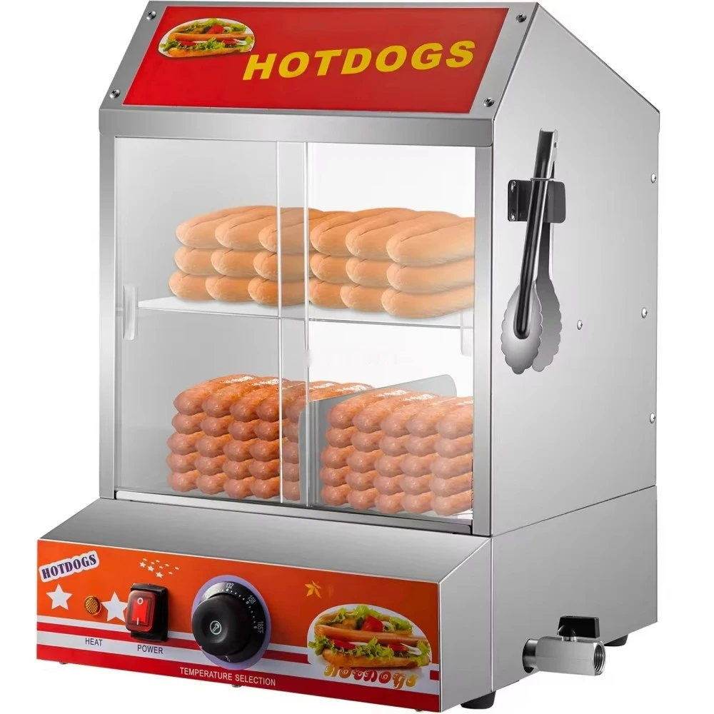 Commercial 2-Tier Hot Dog Steamer Hut Electric Bun Warmer Holds 175 Hot Dogs 40 Buns