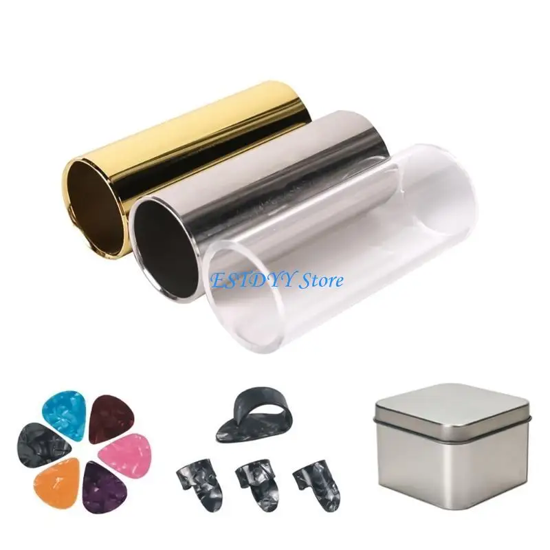 G6DE شريحة جيتار من الفولاذ المقاوم للصدأ إصبع ومفاصل شريحة جيتار أكريليك للجيتار الكهربائي أداة وترية #2