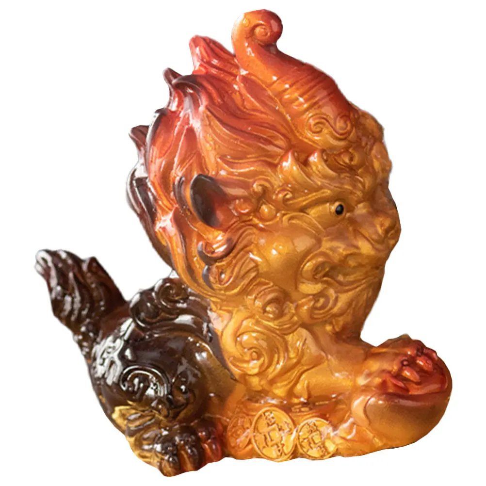 

Kylin Statue Resin Craft Color Compact Size Desktop Table Ornament Good Luck Fortune Decor Creative Home Decoration Gift