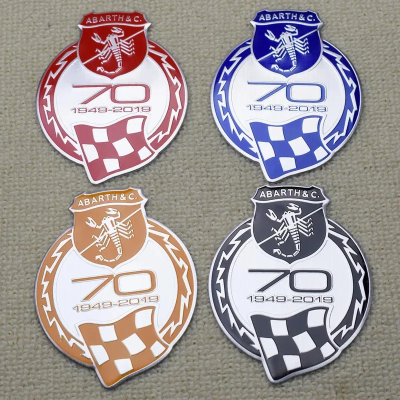 Car 70th Anniversary Emblem Sticker Decals Accessories For Fiat Abarth 124 125 500 595 695 Tipo FR Punto Ducato Stilo Palio