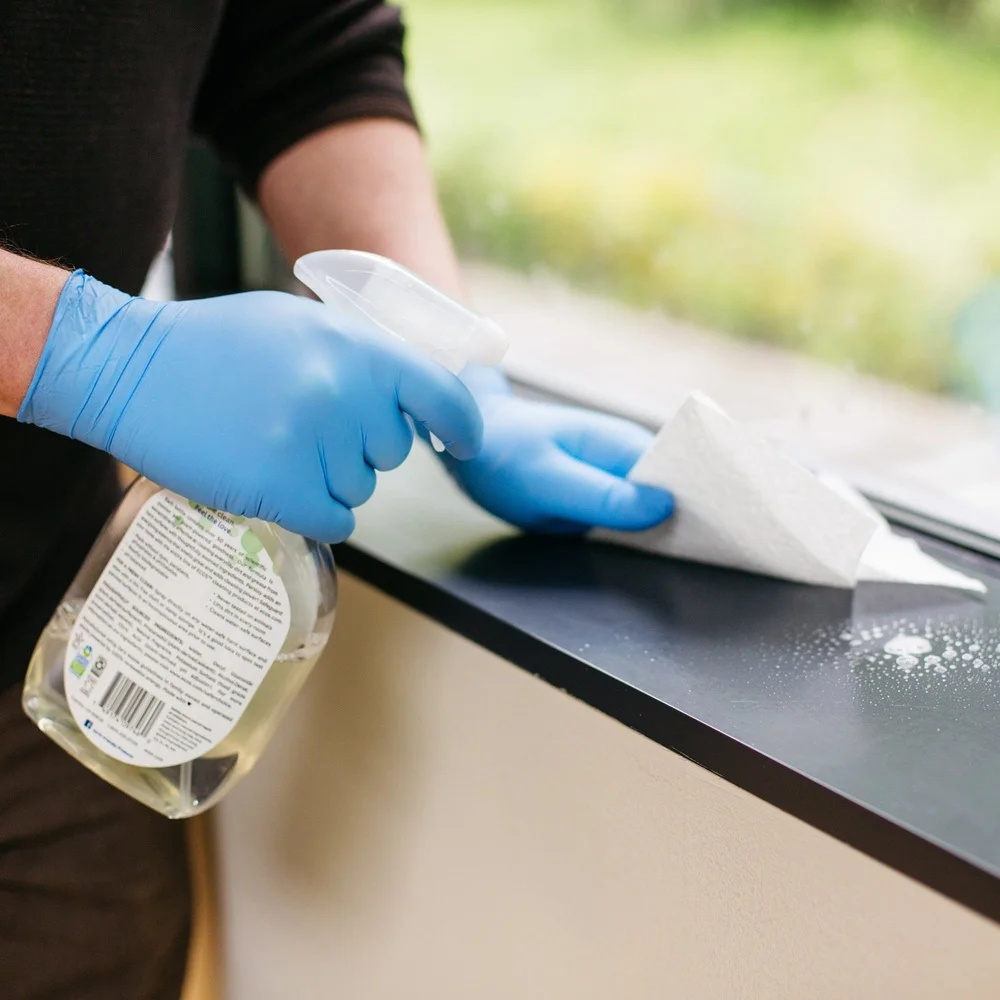 Guantes desechables de nitrilo azul X-Large 100 unidades de servicio medio sin polvo sin látex grado industrial comodidad de agarre segura para alimentos