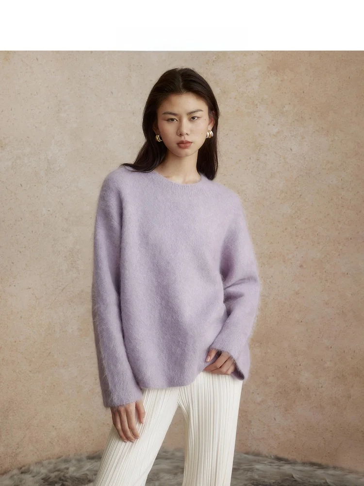 

ZhiZhi Women's mat Gentle Overhead Sweater Winter Loose Camel Hair Long Sve round Ne Regular Length Online Exclusive