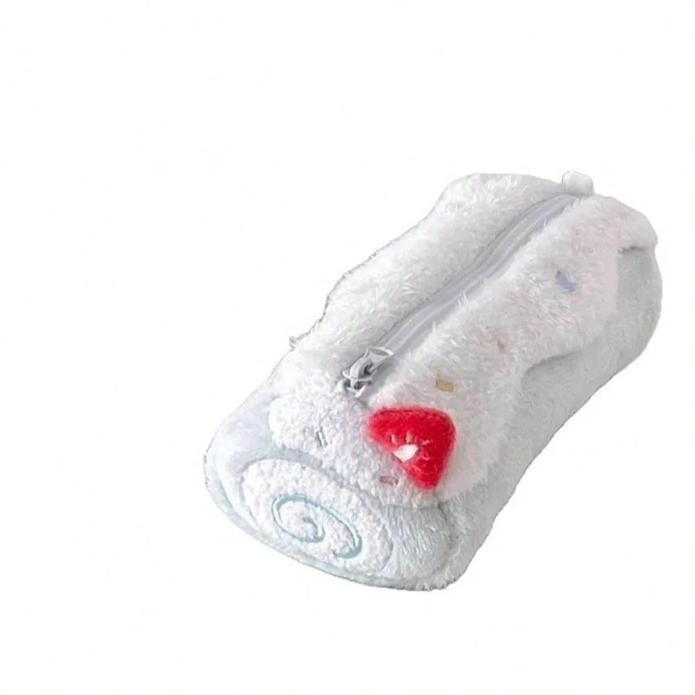 Cute Kawaii Swiss Roll Cake Plush Desktop Large Capacity Storage Pencil Case Zipper Pouch Cosmetic Bag Girl Student Gift image 6