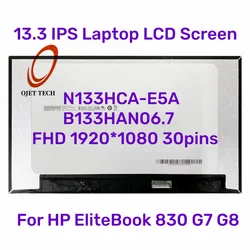 13.3 ''ekran IPS LCD do laptopa N133HCA-E5A B133HAN06.7 dla HP EliteBook 830 wyświetlacz G7 G8 część wymienna matrycy FHD 1920x1080 30 pinów