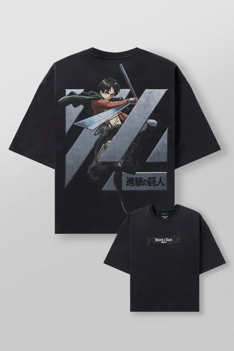 YOUNG LA Retro Washed Printed T-shirt with Wings of Freedom Logo Men's Casual Pure Cotton T-shirt