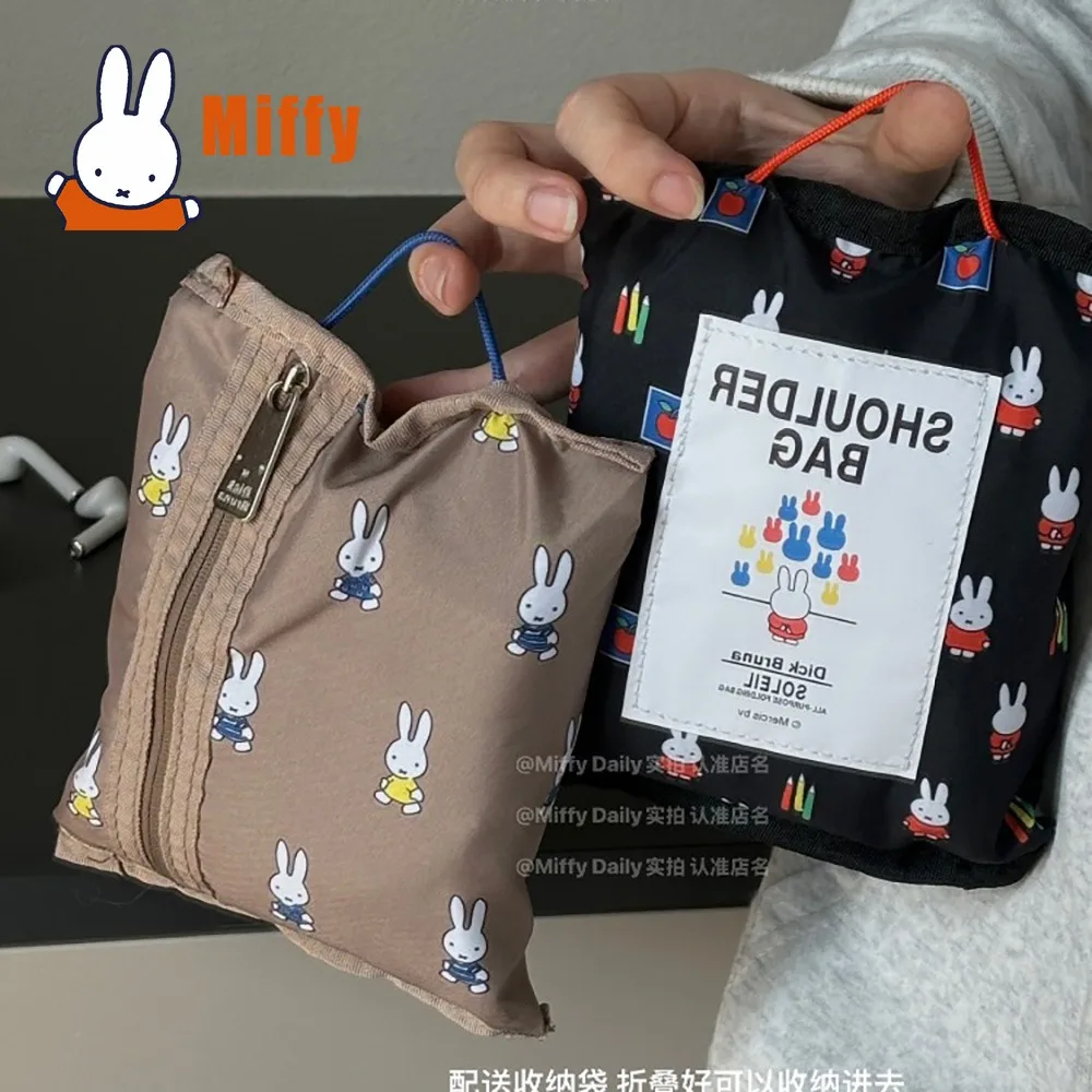 Kawaii Miffy Crossbody Bag Cute Rabbit Mini Lightweight Waterproof Nylon Soft Texture Everyday Carry Storage Pouch Girl Gift