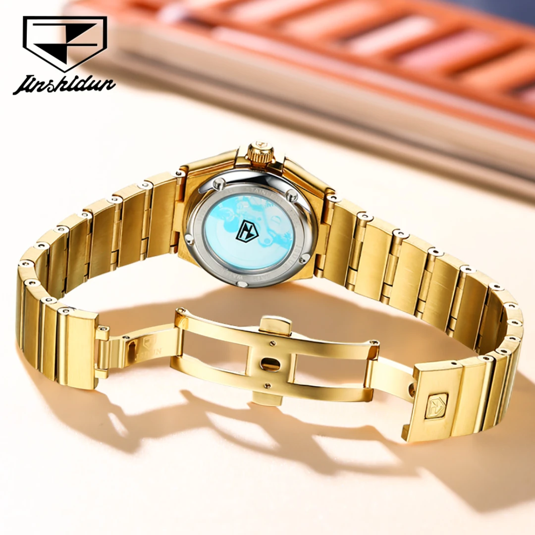 JSDUN 8848 Mechanical Fashion Watch Gift Stainless Steel Watchband Round-dial Wristwatch Calendar