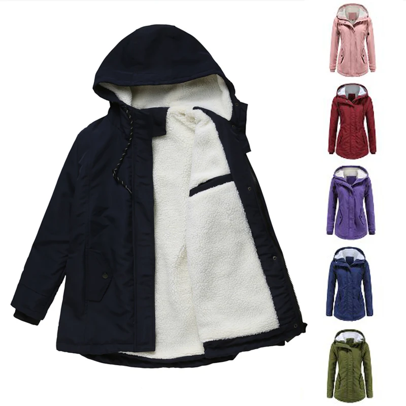 

Winter Down Jackets Coats Women Warm Parkas Hooded Waterproof Thick Plush Fleece Lined Female Cotton Puffer Jacket Overcoat AY81