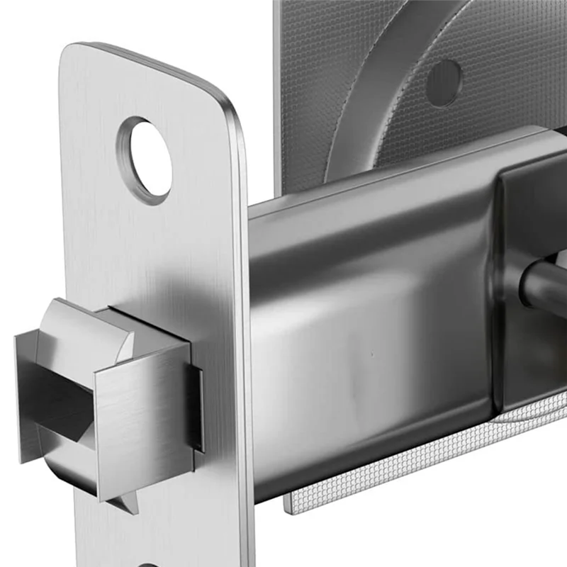 Fechadura de porta de bolso para cama/banho, níquel acetinado, privacidade contemporânea, hardware de porta de bolso quadrado, trava de porta de bolso deslizante