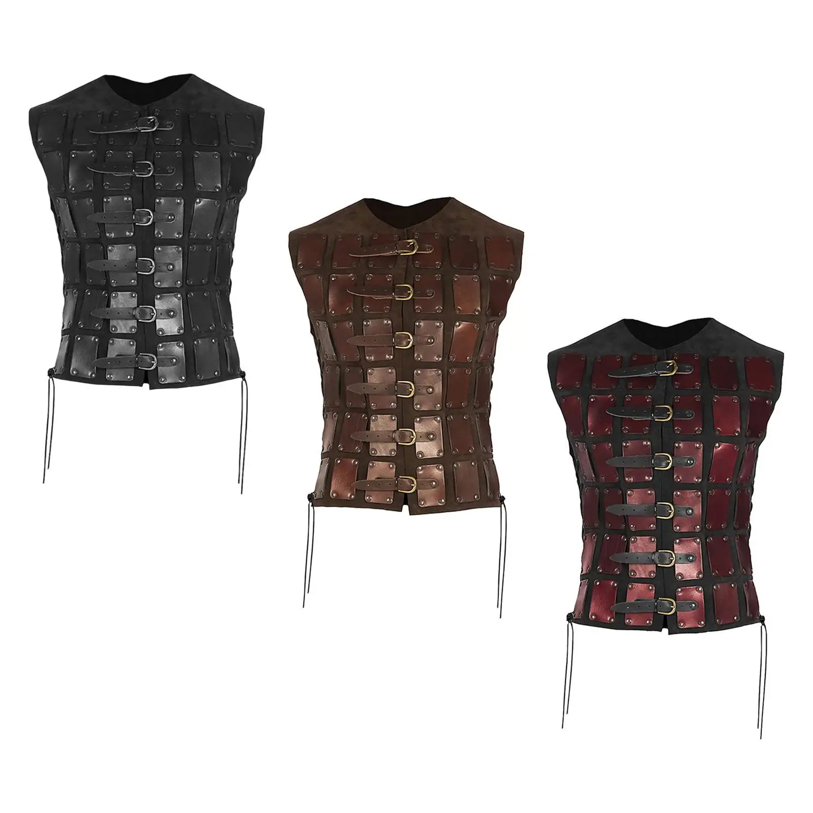 

Knight Costume Steampunk with Buckles PU Leather Warrior Armor Decoration Armor