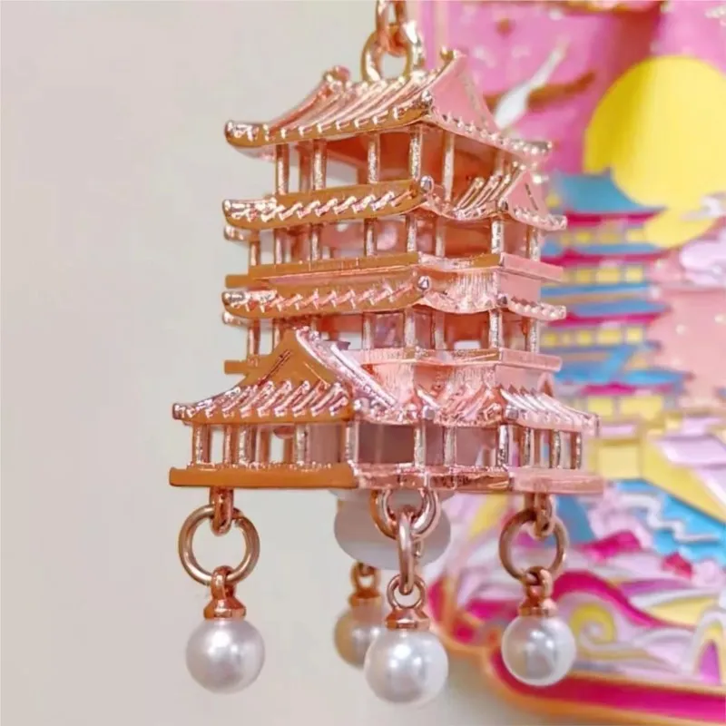 Jiangxi Nanchang Tengwang Pavilion Luminous Lantern Cultural Creative Alloy Metal Refrigerator Stickers Decoration StickersZI309