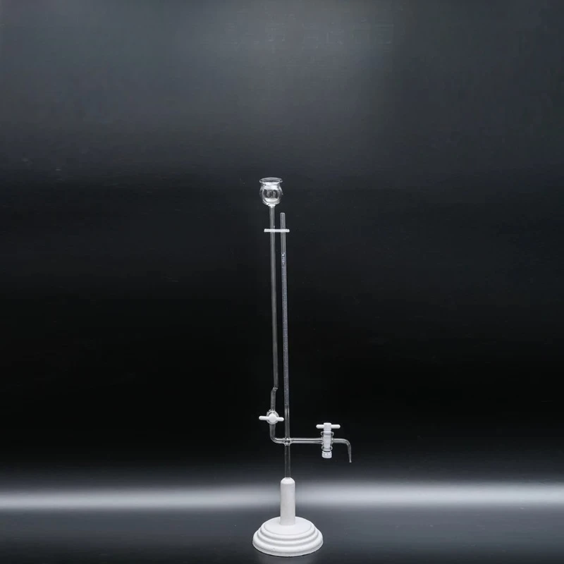 Class A Desk Micro Burette, Transparent Glass with PTFE Stopcock, Desk Base Included, White Desk Micro Burette for Lab Titration