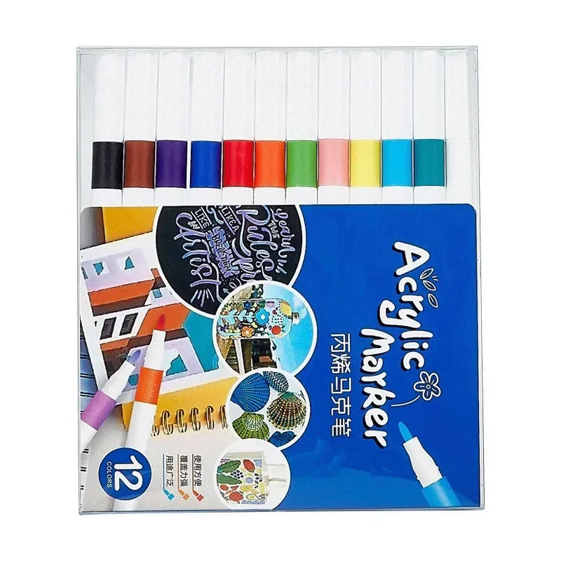 24/36/60 Color Acrylic Marker Pen Set for Kids DIY Hand-painted Stone Fabric Glass Graffiti Pen Paint Pen Art Supplies