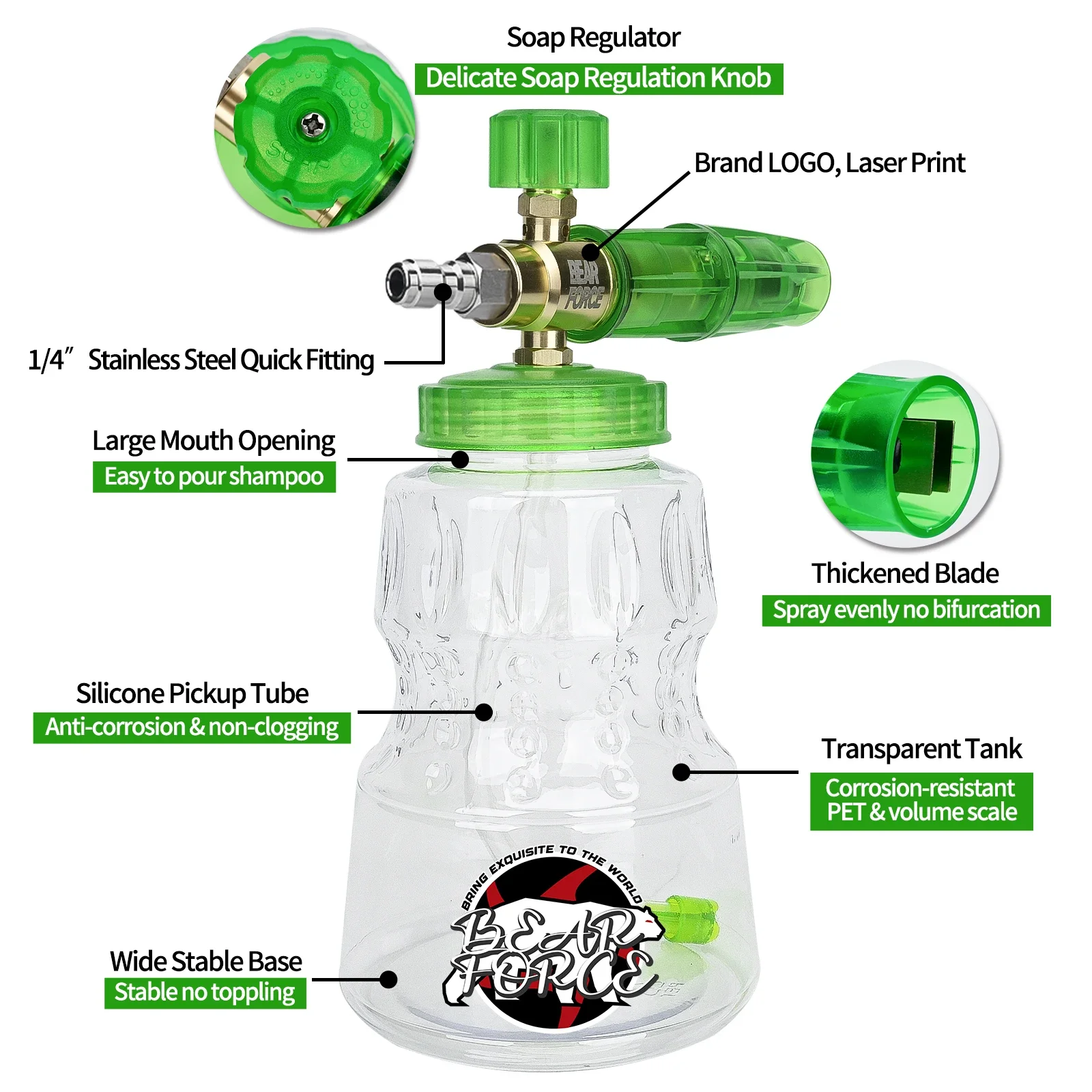 

Снежная пена для генератора с быстроразъемным разъемом 1/4 дюйма для мойки высокого давления Portland Husky Ryobi Greenwork, алюминиевая пена, пушечная пена