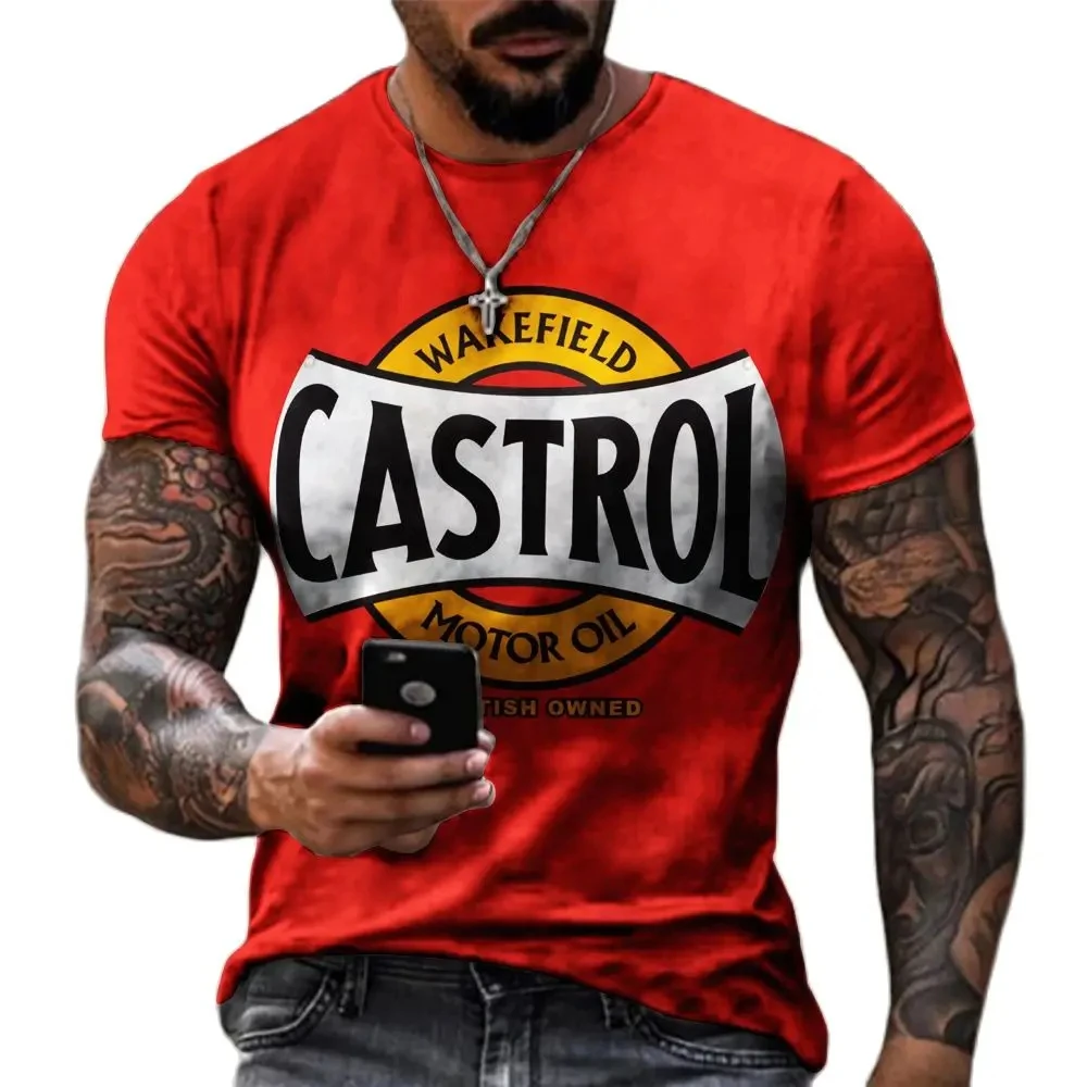 

Summer Men's Clothing Vintage 3d Print Oversized Short Sleeve T-shirt For Men Street Motorcycle Style Fitness Man Sports Tees