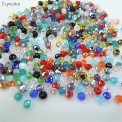 Isywaka Mixed Color 170pcs 2mm Rondelle  Austria faceted Crystal Glass Beads Loose Spacer Round Beads for Jewelry Making