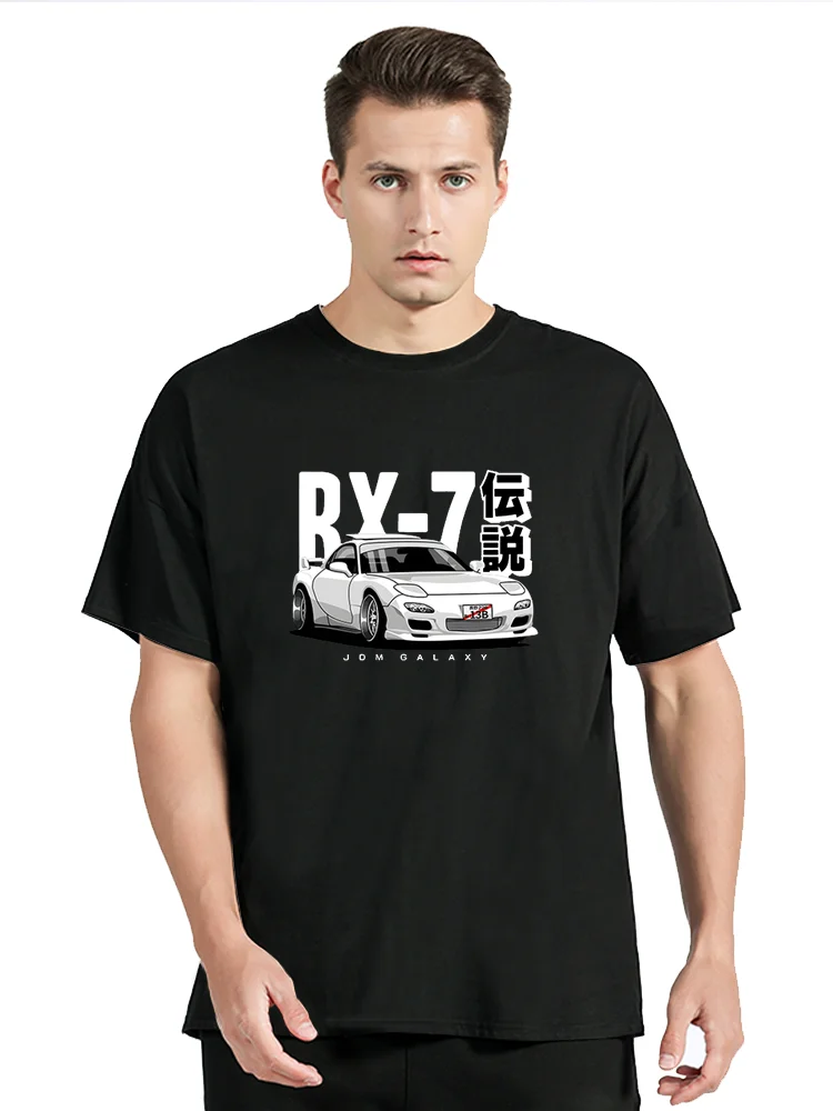 Initial D JDM T-shirt Vintage RX7 FD Drift Japanese Cars T Shirt Men Streetwear Cotton Graphic Clothing Oversized Tshirt