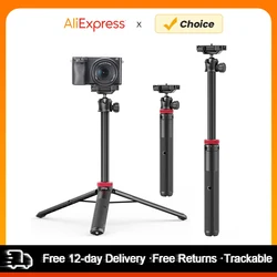 Extendable Mini Tripod Stand Flexible Portable Selfie Stick with 360° Rotatable Ball Head Quick Release Plate Phone Clip