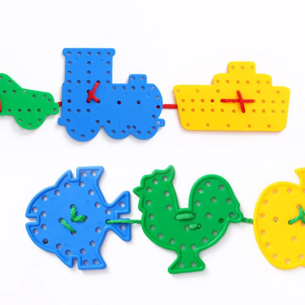 Plastic Threading Lacing Early Education Montessori Baby Threading Games DIY Cartoon Lacing Learning Boys Girls