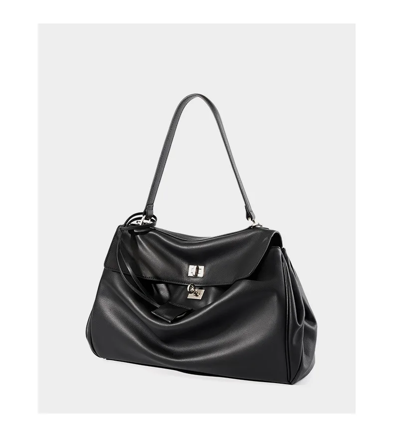 حقيبة يد Rodeo Kelly الجديدة ذات سعة كبيرة من جلد العجل الناعم ومقبض كتف واحد وقفل حقيبة تحت الإبط للركاب