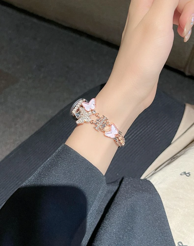 

Sparkling Diamond Butterfly Metal Strap Suitable Xiaomi Band 8Pro/9Pro，For Mi band 3/4/5/6/7，8/8NFC/9/9NFC/10/10NFC，For Redmi Wa