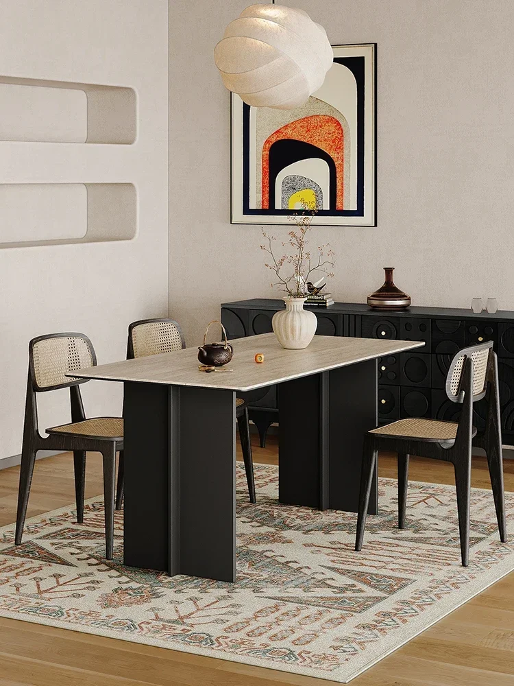 Slate dining table Small household minimalist modern simple rectangular dining table and chair combination