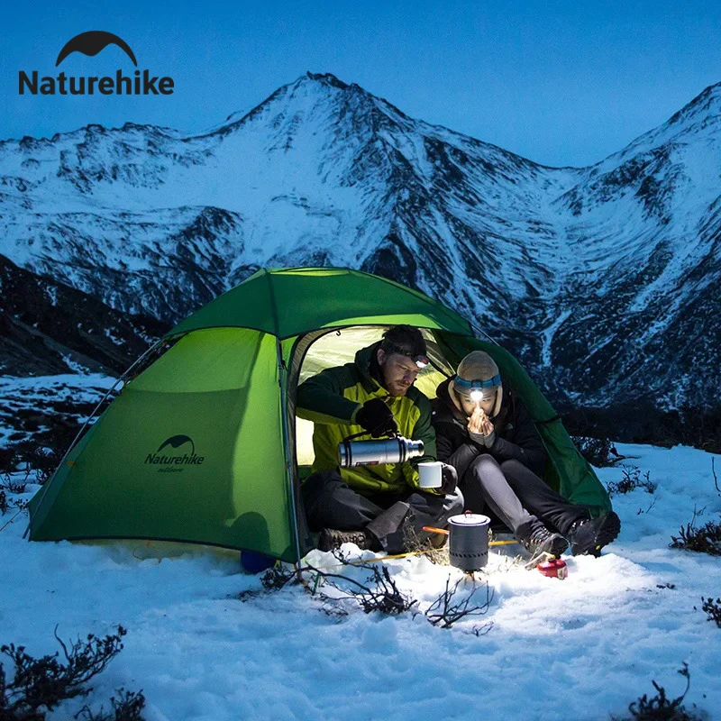 Naturehike Cloud Peak Camping Tent Waterproof Portable T-shape Zipper Hiking Tent Outdoor 4 Season Nylon 2 Person Backpack Tent