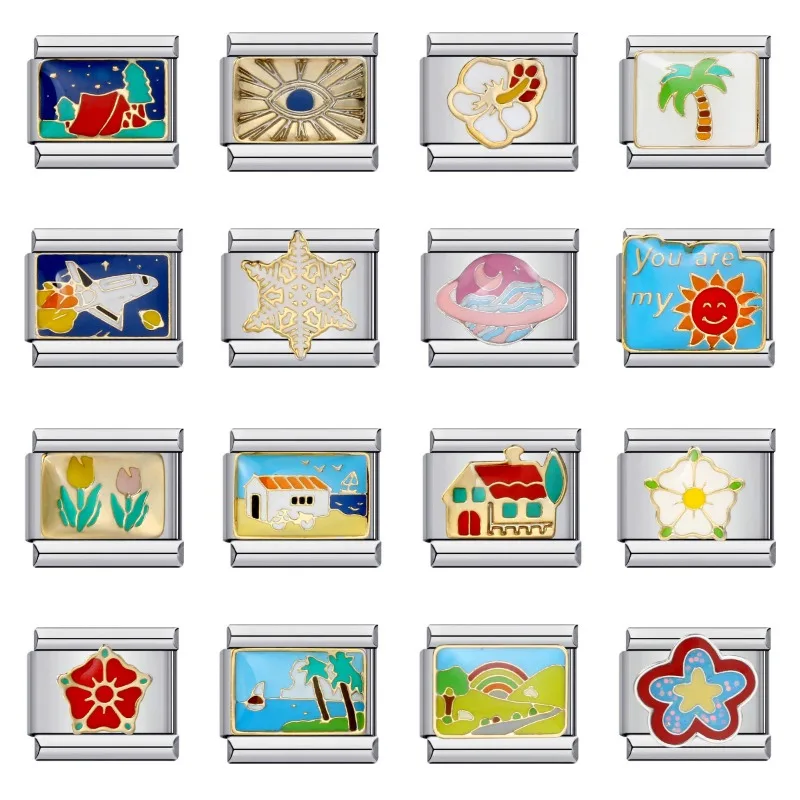 

Italian Modular Bracelet, Personalized Welded Oil-dripping Titanium Steel Bracelet, Fashionable DIY Italian Bracelet