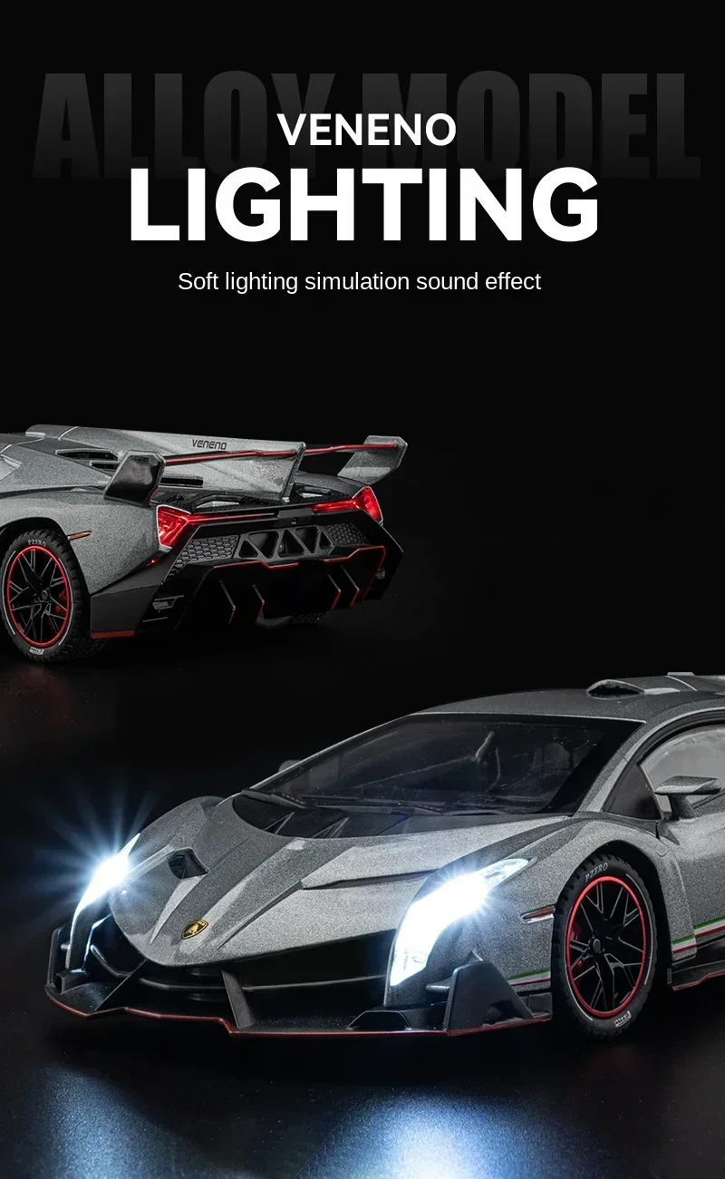 1:24 Lambo Gift Gini Legierung Spielzeug auto Modell Metallguss simulieren Ton und Licht zurückziehen Metall Sportwagen Junge Schmuck Geschenk