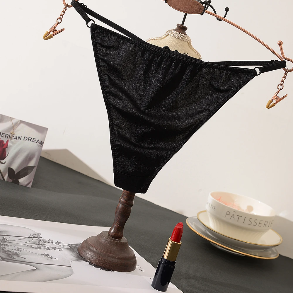 

Женские тонкие хлопковые атласные сексуальные трусы с бантом, сексуальные стринги, атласные трусики