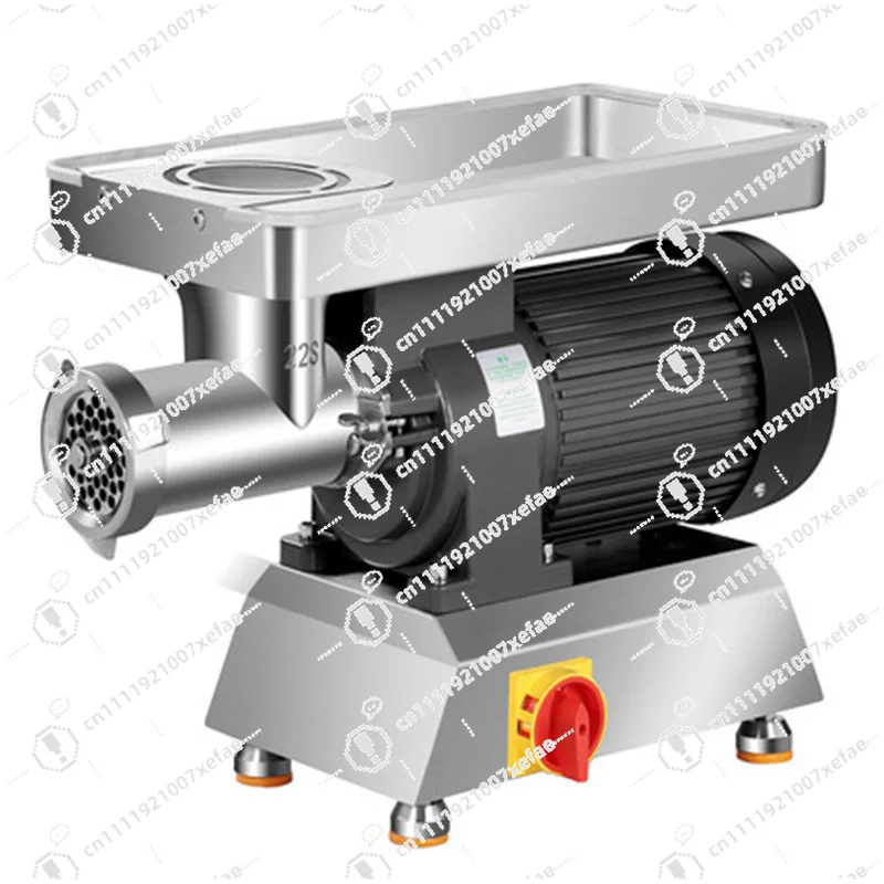 Heavy-duty electric meat grinder for mincing meat and making sausages, with a new motor