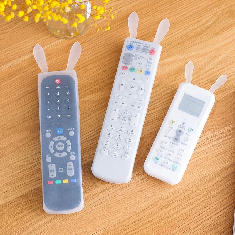 1PC Cute Rabbit Ear Remote Control Cover Silicone Waterproof Dust‑Proof Protective Sleeve for TV Air Conditioner Remote