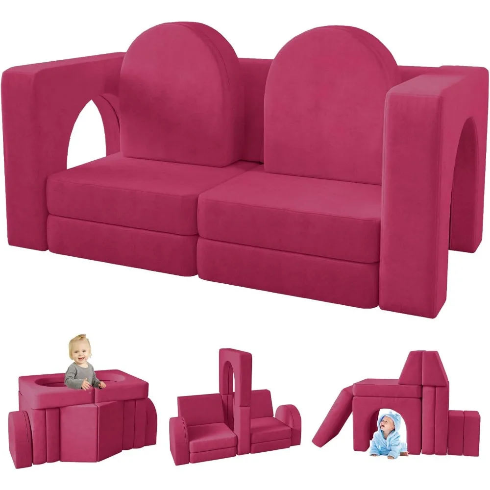 

Kids Couch 10PCS, Modular Kids Play Couch for Playroom Bedroom, 10 in 1 Multifunctional Kids Sofa for Playing, Creativing