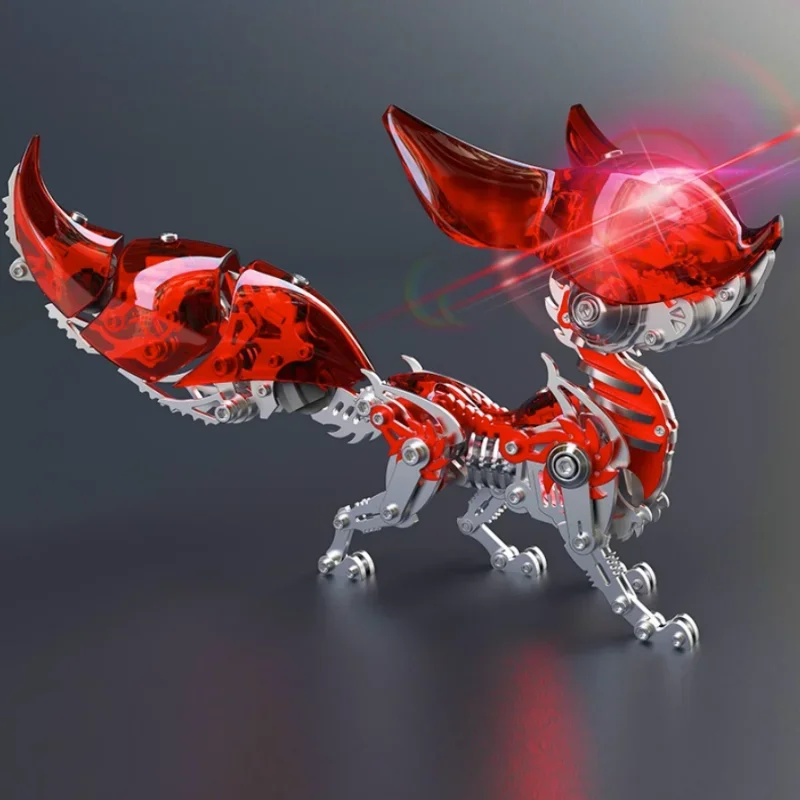 3D Metal Puzzles Mechanical Linglong Fox Mozi Metal Model Kits Steampunk Black Fox Assemble Toy for Children Adults (339PCS)