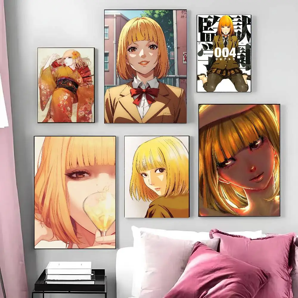 Midorikawa Hana Anime P-Prison School Posters Living Room Bar Cafe Quality Canvas Vintage Style Comics Painting Art Home Wall