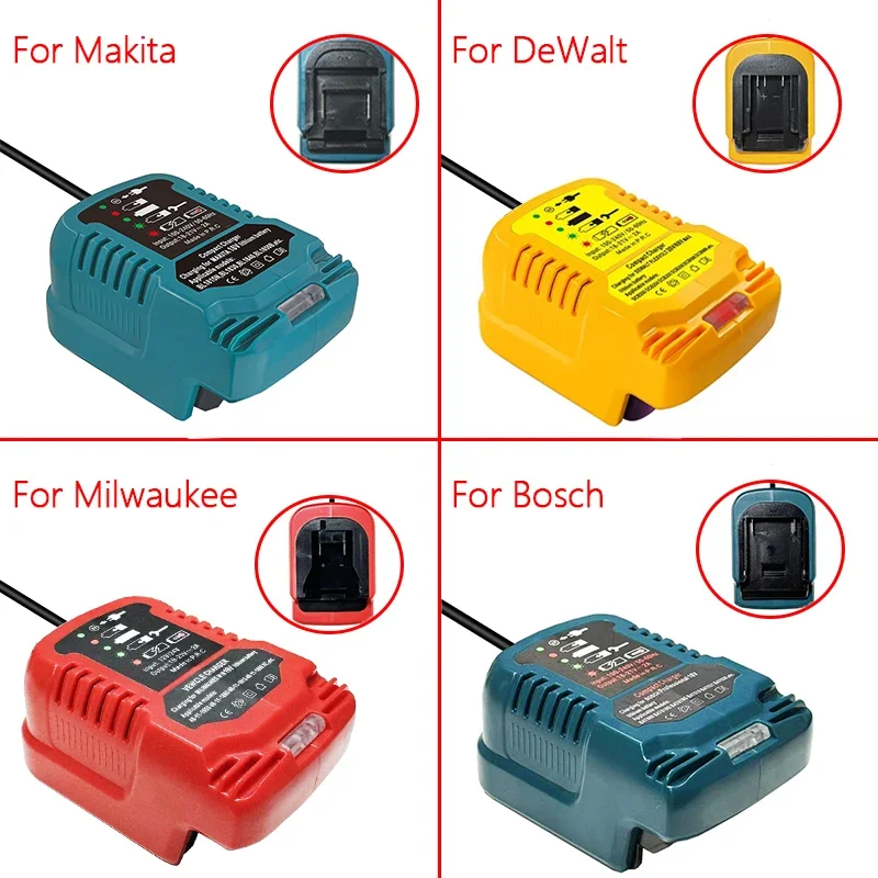 100-240V Li-ion Battery Mini Compact Charger for Makita BL1830 for DeWalt DCB200 for Milwaukee for Bosch 18V Lithium Ion Battery