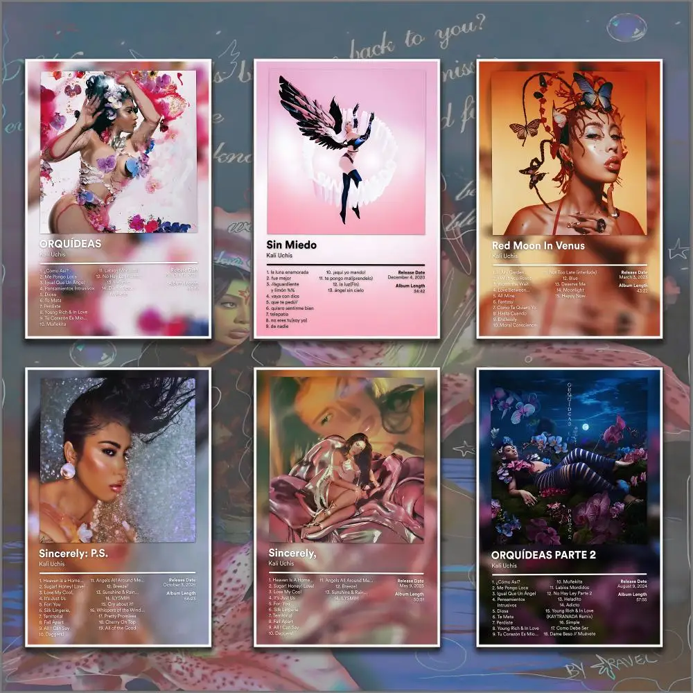 K-Kali Uchis Rapper Album Painting Calligraphy Canvas Poster Hallway Bedroom Living Room Home Bar Decoration Interior Wall
