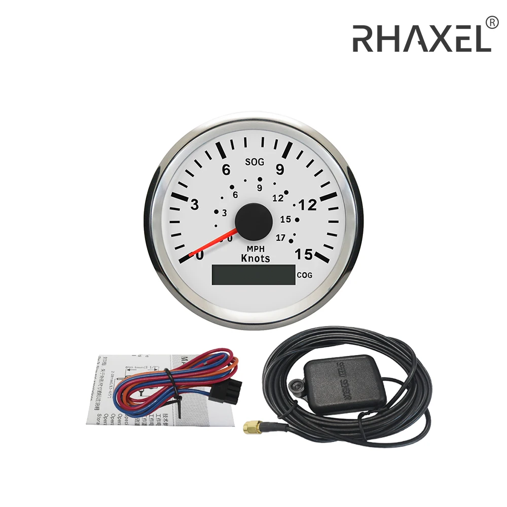 RHAXEL Marine GPS Speedometer 15Knots 35Knots 70Knots Speed Gauge with Course for Boat Yacht with Backlight 85mm 12V/24V