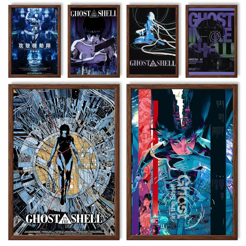 Cyberpunk Series Ghost in the Shell Manga Poster Self-adhesive Waterproof Paper Sticker Art Coffee House Bar Room Wall Decor