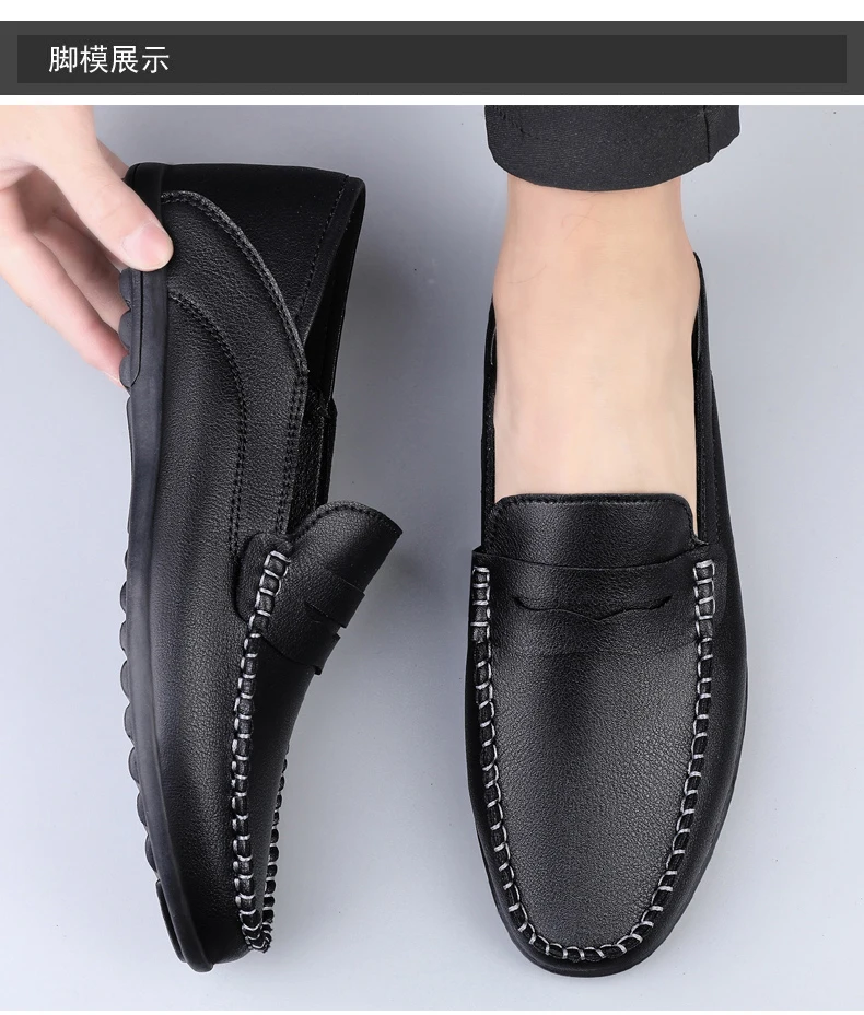 Herren-Slipper in Übergrößen, lässige Alltagsschuhe, neue Modelle für alle Jahreszeiten, weiche Sohle, Outdoor-Fahrerschuhe, weiße Schuhe, modische Schuhe für junge Leute, trendige Schuhe. – Detail 11