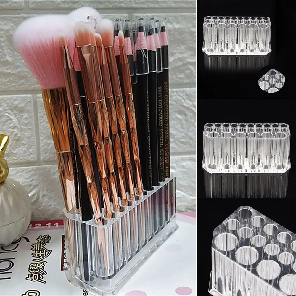 Convenient Simple Perfume Jewelry Box Pencil Shelf 26 Holes Makeup Brush Holder Display Stand Cosmetic Organizer Storage Box