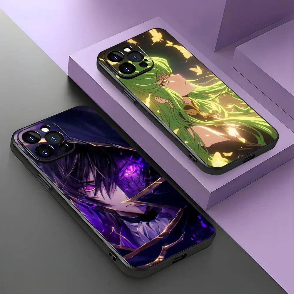 Cool Code Geass Anime Phone Case For iPhone 16 15 14 13 12 11 X XR XS 8 Plus Mini Pro Max Soft black Shockproof Cover