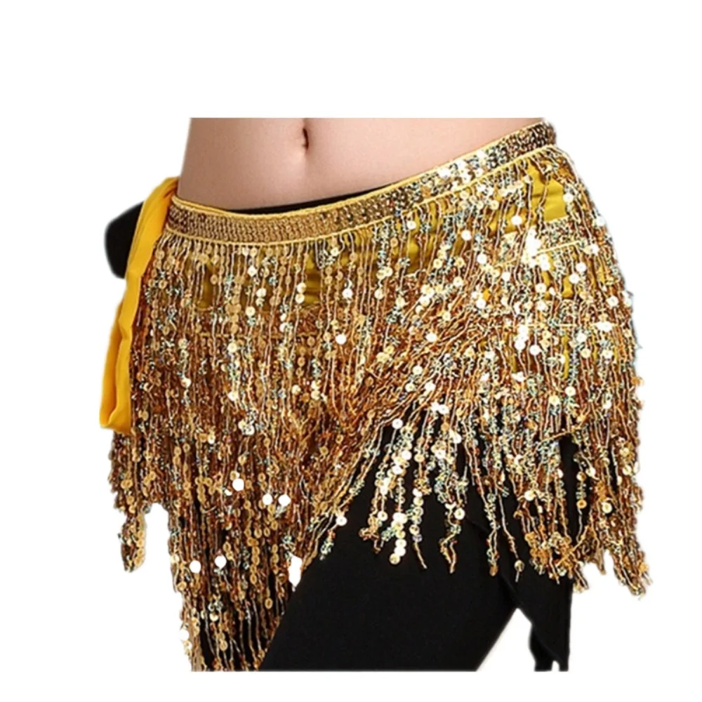 Waist Scarf Y2k Skirt Clothes Women Clothing Belly Dance Performance Costume Glitter Tassel Hip Towel Waist Chain Indian Dance