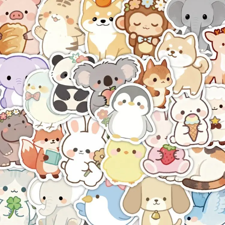 Kids Cute Cartoon Animal Stickers 102 Sheets, Lovely Cat Dog Healing Pattern Stickers for Art Craft Scrapbook Decor