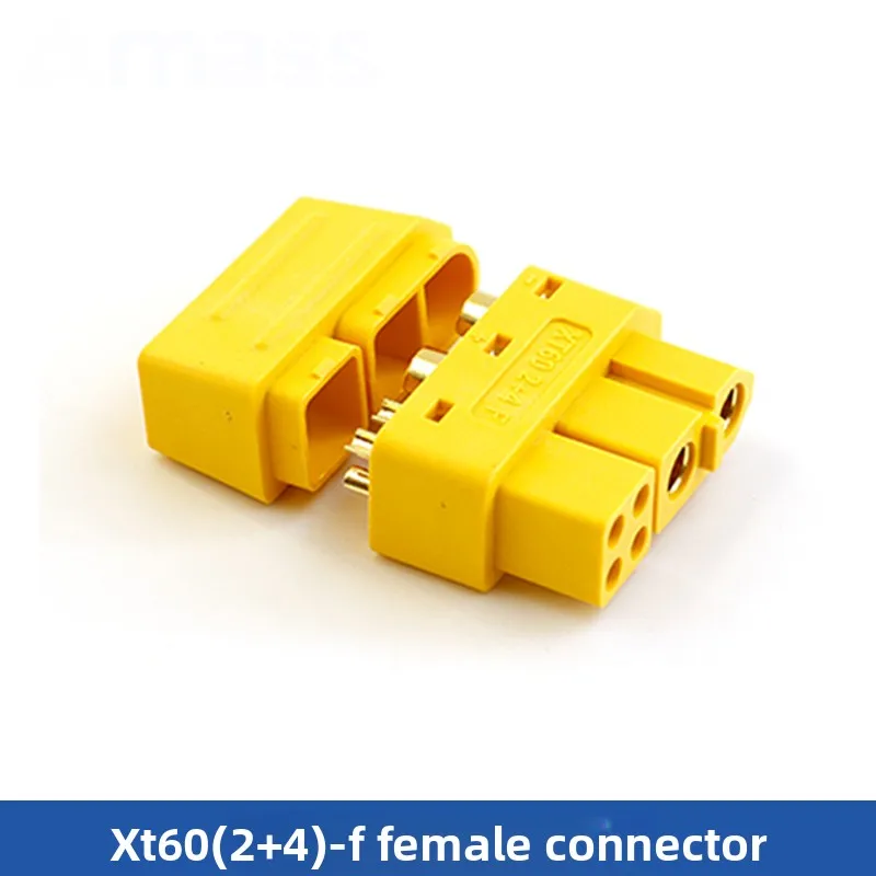 2+4 XT60 with Signal Pin Model Aircraft High Current Lithium Battery Plug Male Female 6pin Welding Wire Connector with sheath