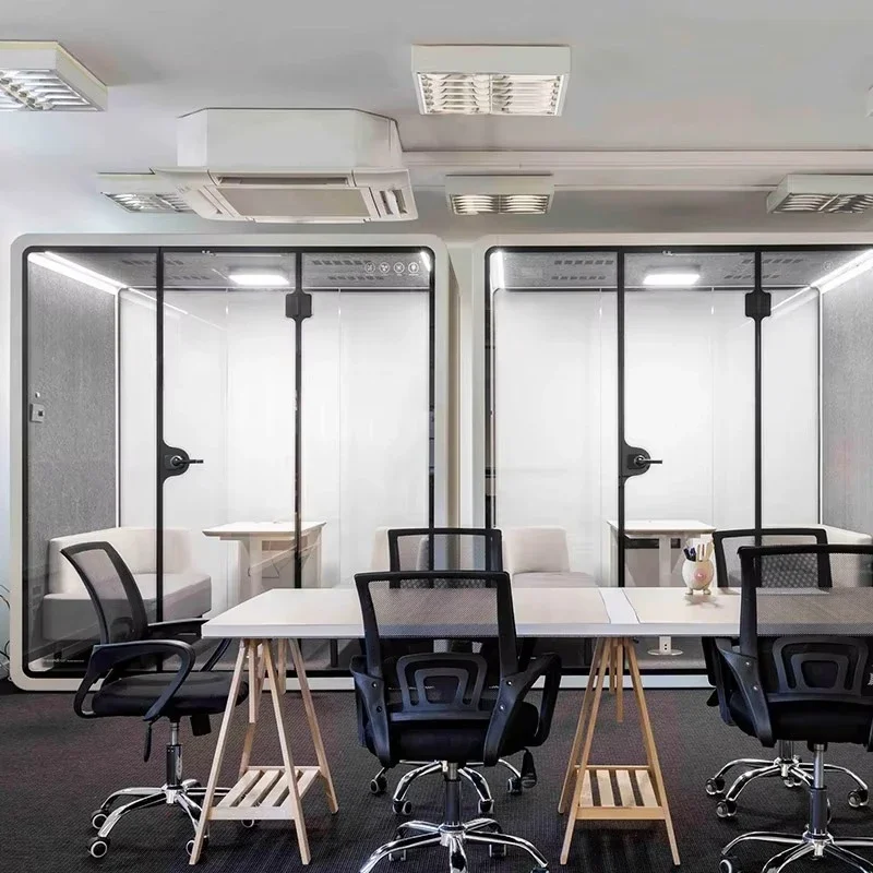 Conference  Office cabin Indoor 4-person office booth Soundproofed office cabin Conference