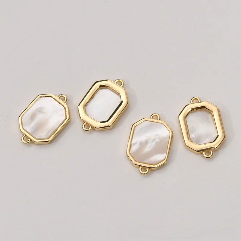 14K Gold Copper Color Simple Temperament Rectangular Shell Pendant DIY Ear Jewelry Bracelet Necklace Material Accessories