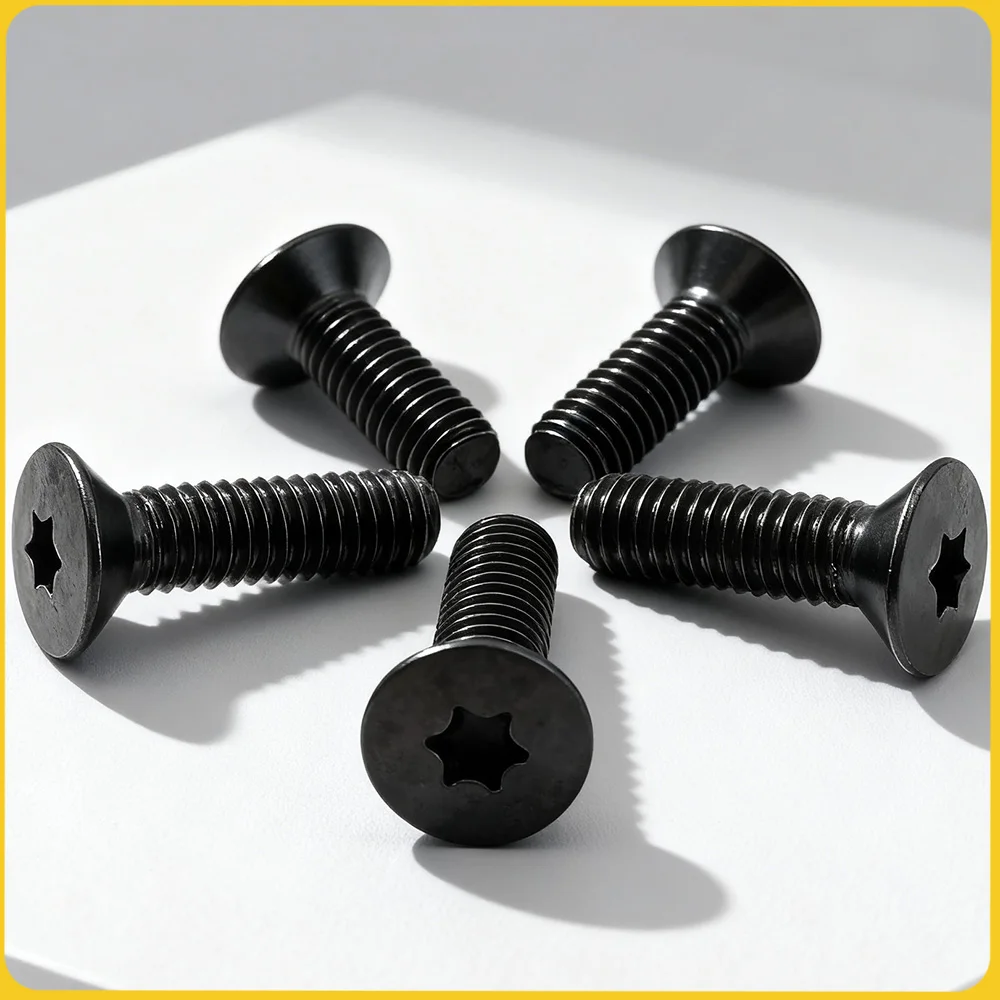 50pcs 304 Stainless Steel Six-Lobe Torx Flat Countersunk Head Screw Bolt M2M2.5 M3 M4 Grade 10.9 Black Torx Flat Head Screws