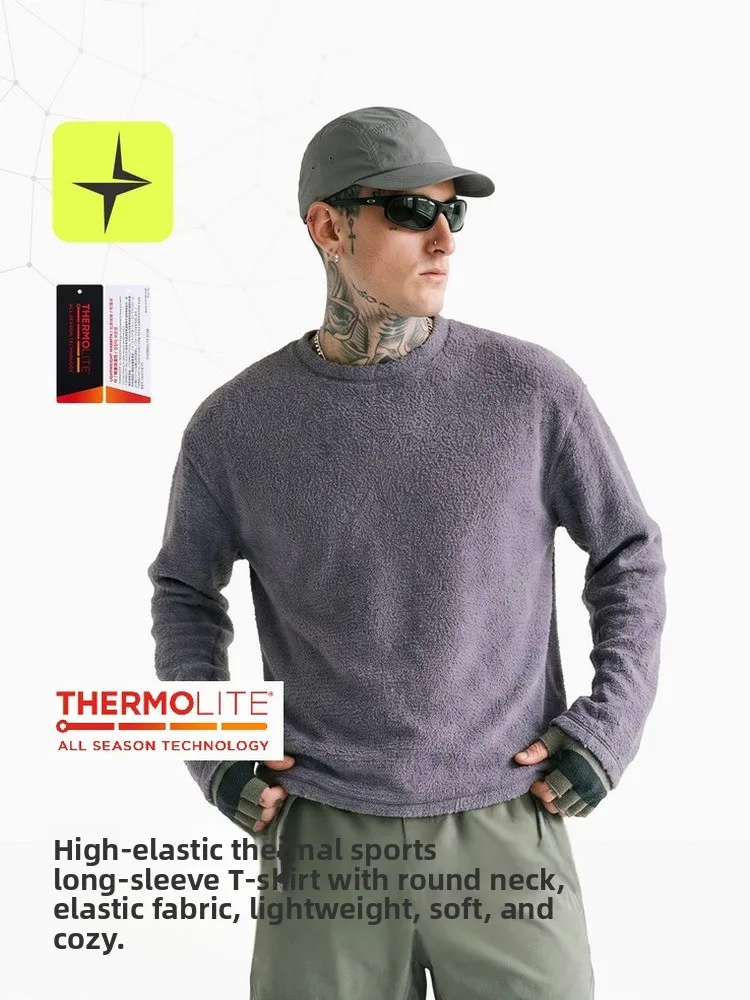 Thermolite Air Fleece Long Sleeve T-Shirt Quick Dry Warm Outdoor Sports Unisex Lightweight Breathable Moisture Wicking Runnin...